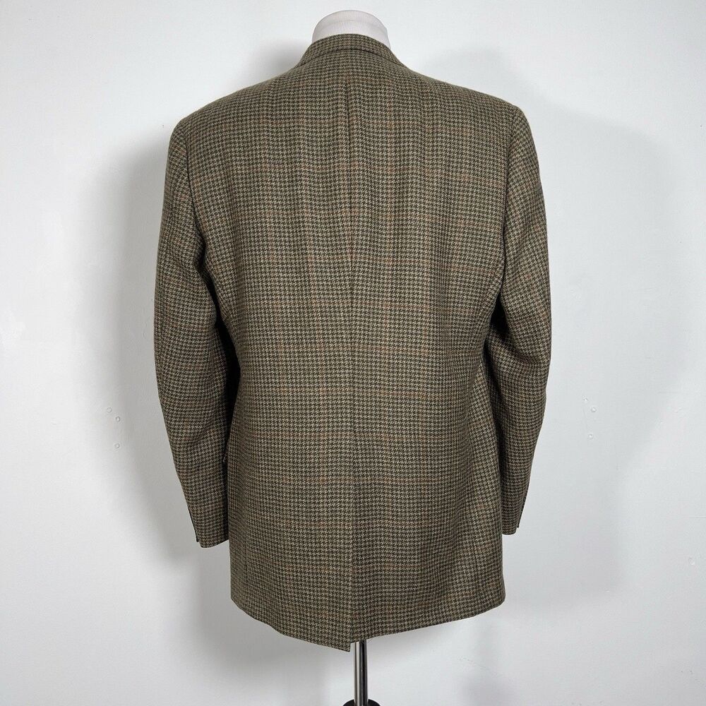 Tommy Hilfiger Houndstooth Tweed Blazer Jacket Mens Sz 42L Olive 2 Button Vtg - Picture 5 of 16